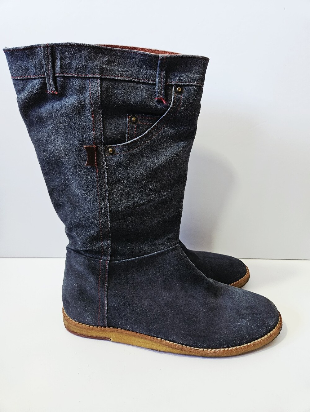 Camper Blue Jean Boots Size 40 US 10 Suede Mid Calf Flats